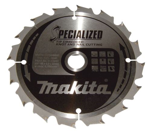 Lame de scie à bois MAKITA SPECIALIZED avec dents encastrées 165x2x20 mm 16 dents B-33037