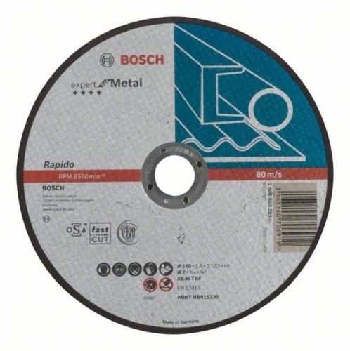 BOSCH Disque à tronçonner droit Expert pour métal – Rapido AS 46 T BF, 180 mm, 1,6 mm 2608603399