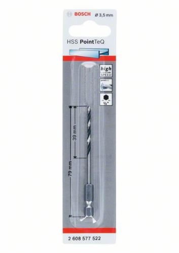 BOSCH Foret pour métal HSS PointTeQ HEX avec tige à 6 pans ; 3,5 mm (5 pièces) 2608577522