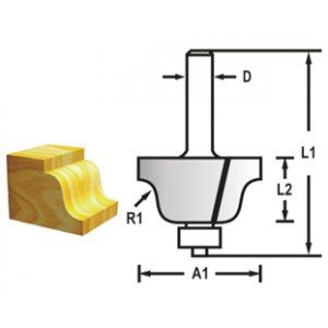 MAKITA Fraise à profilé avec tige de roulement 8 mm, 38,1x17,5x60 mm D-48767