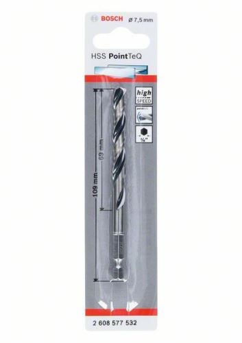 BOSCH Foret pour métal HSS PointTeQ HEX avec tige à 6 pans ; 7,5 mm (5 pièces) 2608577532