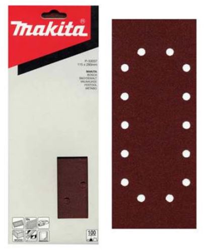 Papier de verre MAKITA 115x280 mm 14 trous K60, 10 pcs P-33015