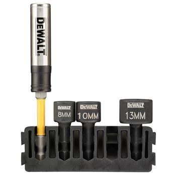 DeWALT Jeu de supports et têtes de serrage (5 pcs) / porte-embouts + têtes de serrage 8mm, 10mm, 13mm + porte-embouts de torsion DT70826