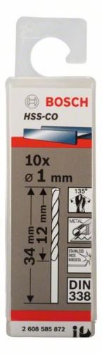 BOSCH Forets à métaux HSS-Co, DIN 338 1 x 12 x 34 mm (10 pièces) 2608585872