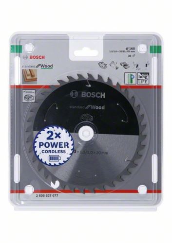 Lame de scie BOSCH pour scies sans fil ; Norme pour le bois 160x20/15,875x1,5/1,0x36T 2608837677