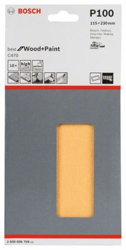 BOSCH Papier abrasif C470 115 x 230 mm, 100 (10 pièces) 2608606709