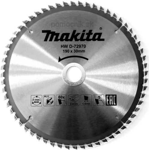 MAKITA lame de scie aluminium TCT 190x2,2x30 mm 60 dents D-72970