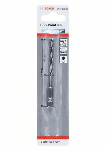 BOSCH Foret pour métal HSS PointTeQ HEX avec tige à 6 pans ; 4,5 mm (5 pièces) 2608577525