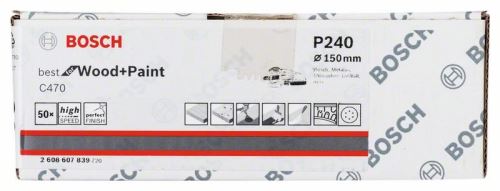 BOSCH Papier abrasif C470, 150 mm, 240 (50 pièces) 2608607839