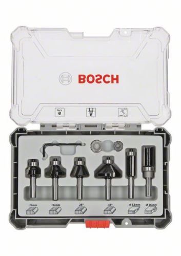 BOSCH Jeu de fraises avec broche de 6 mm Trim&Edging, 6 pièces 2607017468