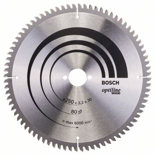 BOSCH Lame de scie Optiline Wood 250 x 30 x 3,2 mm, 80 2608640645