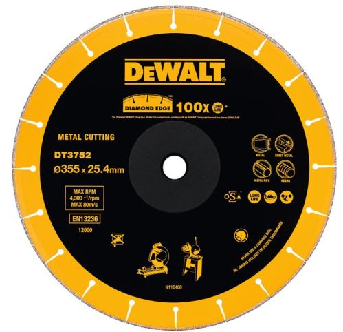 Disque diamant DeWALT 355 x 25,4 mm pour meuleuse DT3752