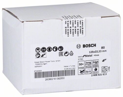 BOSCH Meule fibre R780, Best for Metal + Inox 115 × 22,23 mm, G36 2608621604