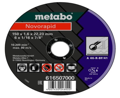 METABO Disque à tronçonner Novorapid acier 150x1,6x22,23 616507000