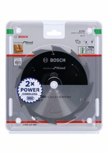 Lame de scie BOSCH pour scies sans fil ; Norme pour le bois 165x15,875x1,5/1,0x12T 2608837680