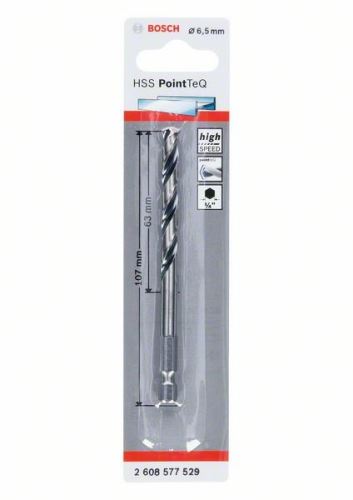 BOSCH Foret pour métal HSS PointTeQ HEX avec tige à 6 pans ; 6,5 mm (5 pièces) 2608577529