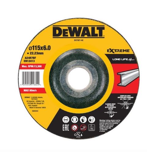 DeWALT Meule métallique EXTREME convexe 115 x 6 x 22,23 mm DX7921