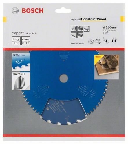 BOSCH Lame de scie Expert pour Construct Wood 165 x 20 x 2,0 mm, 24 2608644137