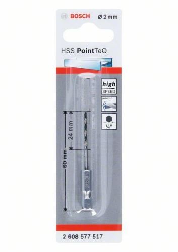 BOSCH Foret pour métal HSS PointTeQ HEX avec tige à 6 pans ; 2 mm (5 pièces) 2608577517