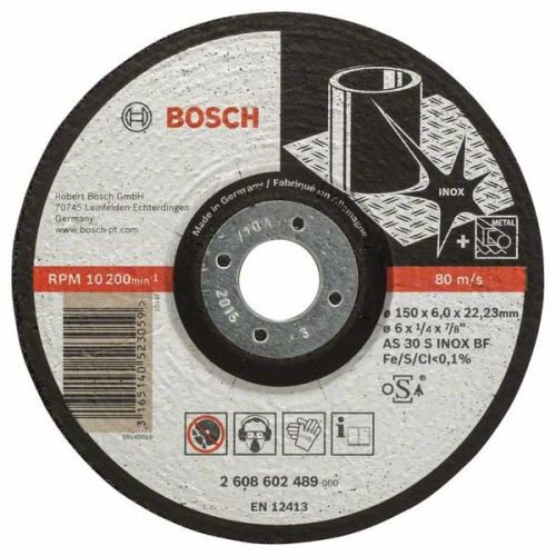 BOSCH Meule d'ébauche profilée Expert pour Inox AS 30 S INOX BF, 150 mm, 6,0 mm 2608602489