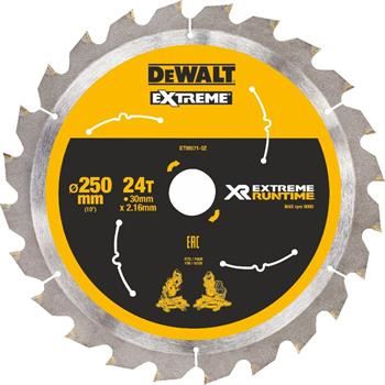 Lame de scie DeWALT (idéale pour les scies FLEXVOLT) 250 x 30 mm, 24 dents DT99571