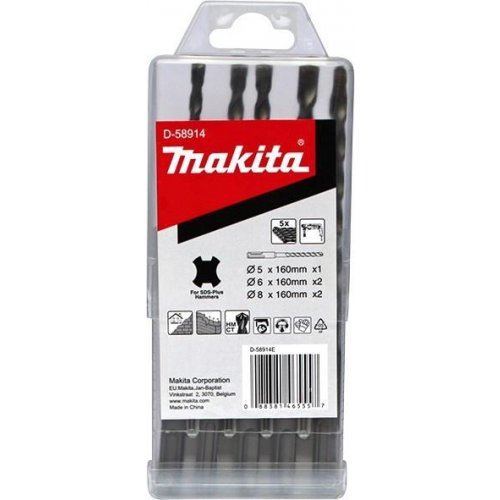 MAKITA jeu de forets SDS-Plus 5;6;8x100/160 mm, 5 pièces D-58914