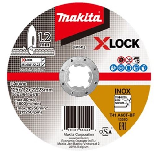 MAKITA disque à tronçonner acier inoxydable X-Lock 125x1,2x22,23 mm E-00418