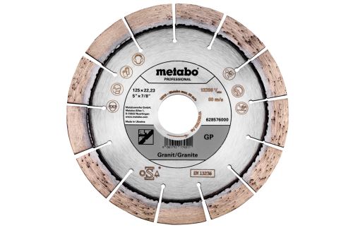 METABO Disque à tronçonner diamanté Dia-TS125x22,23mm - GP, Granit, Professionnel 628576000