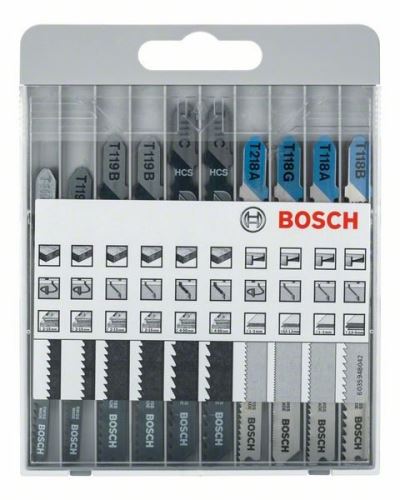 BOSCH jeu de 10 lames de scie pour scies oscillantes Basic pour métal et bois T 119 BO (2x) ; T 119 B (2x); T 111 C (2x); T 218 A ; T 118G ; T118A ; T 118 B 2607010630