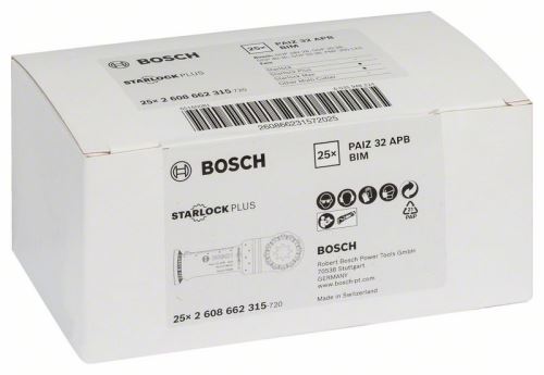 Lame de scie plongeante BOSCH BIM PAIZ 32 APB Bois et Métal 60 x 32 mm 2608662315