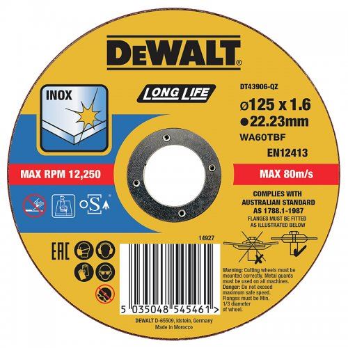 DeWALT Disque à tronçonner 125 x 22,2 x 1,6 mm DT43906