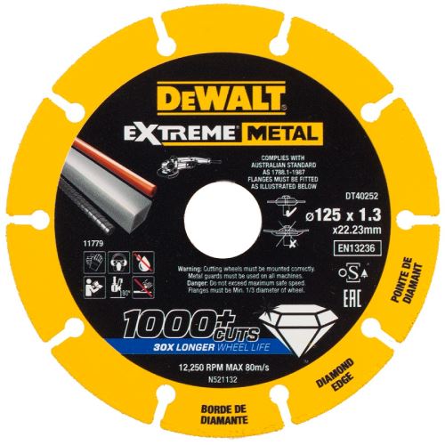 DeWALT Disque diamant EXTREME METAL 125 x 1,3 mm DT40252