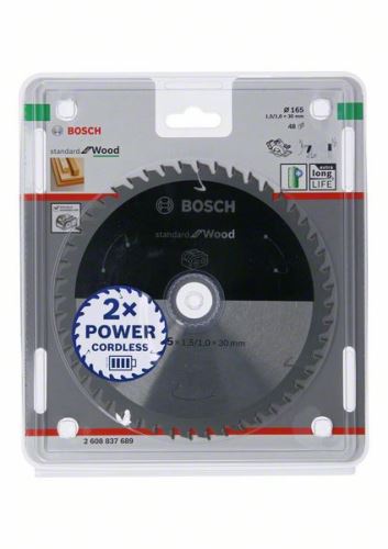 Lame de scie BOSCH pour scies sans fil ; Norme pour le bois 165x30x1,5/1,0x48T 2608837689