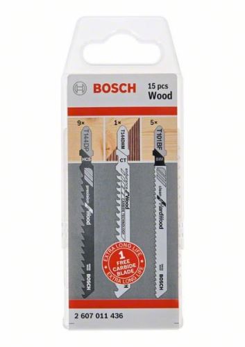 BOSCH Jeu de lames de scie à bois, 15 pièces 2607011436