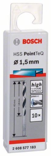 BOSCH Foret hélicoïdal HSS PointTeQ 1,5 mm (2 pièces) 2608577154