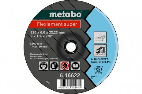 METABO Disque abrasif Flexiamant SUPER 100x6,0x16,0 INOX, SF 27 - 616735000 616735000