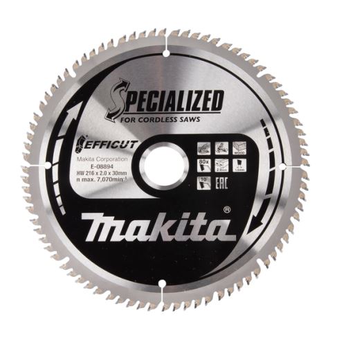 Lame de scie à bois MAKITA Efficut 216x2x30 mm 80 dents E-08894