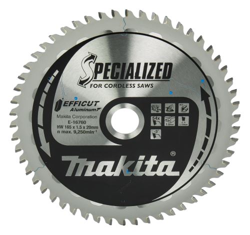 MAKITA lame de scie aluminium Efficut 165x1,5x20 mm 54 dents E-16760