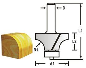 MAKITA Fraise à arrondir avec tige de roulement 8 mm, 19x9,5x53 mm R 32 mm D-48359