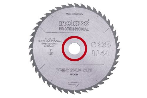 METABO Lame de scie "bois coupé de précision - professionnel", 235x30 mm, 44 dents, 15° 628494000