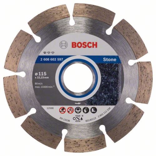 BOSCH Disque à tronçonner diamanté Standard pour Pierre 125 x 22,23 x 1,6 x 10 mm (10 pièces) 2608603236