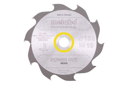 METABO Lame de scie Power Cut Wood 160 x 20 mm, 10 dents, 22° 628002000