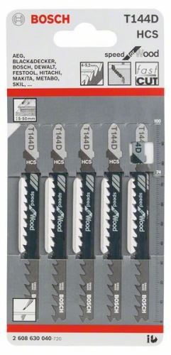 BOSCH Lame de scie pour scie alternative T 144 D Speed for Wood (5 pcs) 2608630040