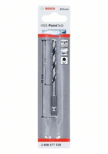 BOSCH Foret pour métal HSS PointTeQ HEX avec tige à 6 pans ; 6,0 mm (5 pièces) 2608577528