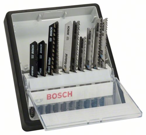 Jeu de 10 lames de scie BOSCH Robust Line Top Expert, avec tige TT 130 RIFF ; T 118AHM ; T 141HM; T101A ; T113A ; T 101BF; T 101 BIF; T 118 AF ; T 227 D ; T123X2607010574