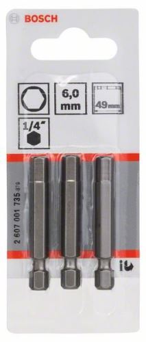 BOSCH Embout de tournevis extra dur Extra-Hart HEX 6, 49 mm (3 pcs) 2607001735