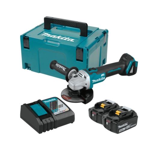 Meuleuse d'angle Makita Aku 125mm Li-ion LXT 18V/5.0Ah, Makpac DGA504RTJ