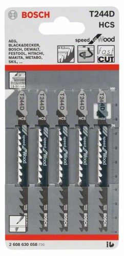 BOSCH Lame de scie pour scie alternative T 244 D Speed for Wood (5 pcs) 2608630058