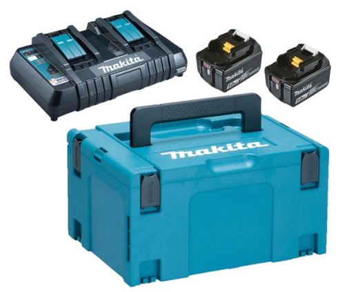 MAKITA Li-ion LXT 18V set 2 pcs BL1850B+1 pc Double chargeur DC18RD+1 pc Makpac 197629-2