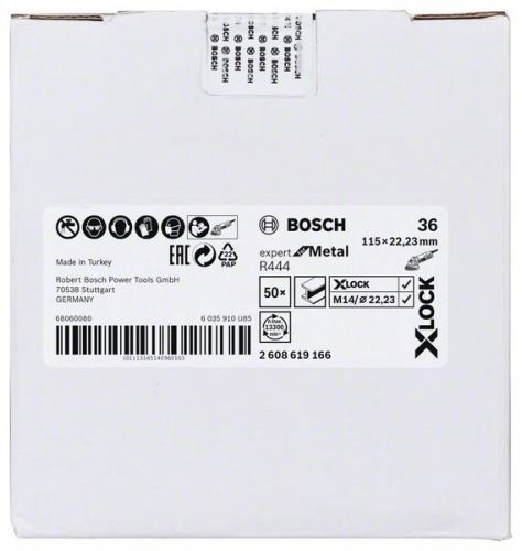 BOSCH X-LOCK Disques abrasifs en fibre Expert pour système métallique Ø 115 mm, G 36, R444 2608619166